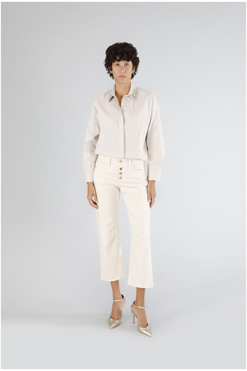 Pantalone Bootcut Cropped In Bull Denim