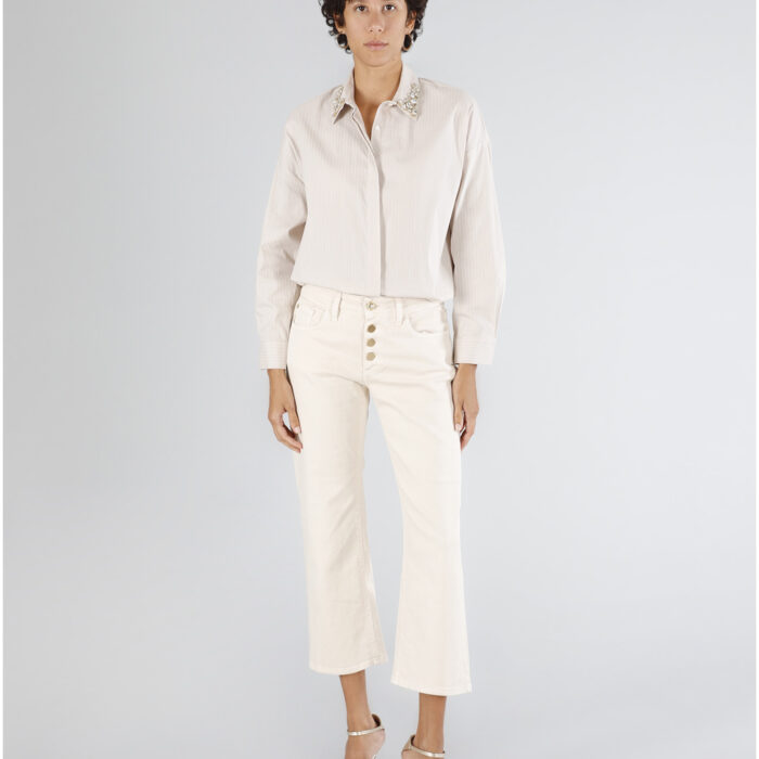 Pantalone Bootcut Cropped In Bull Denim