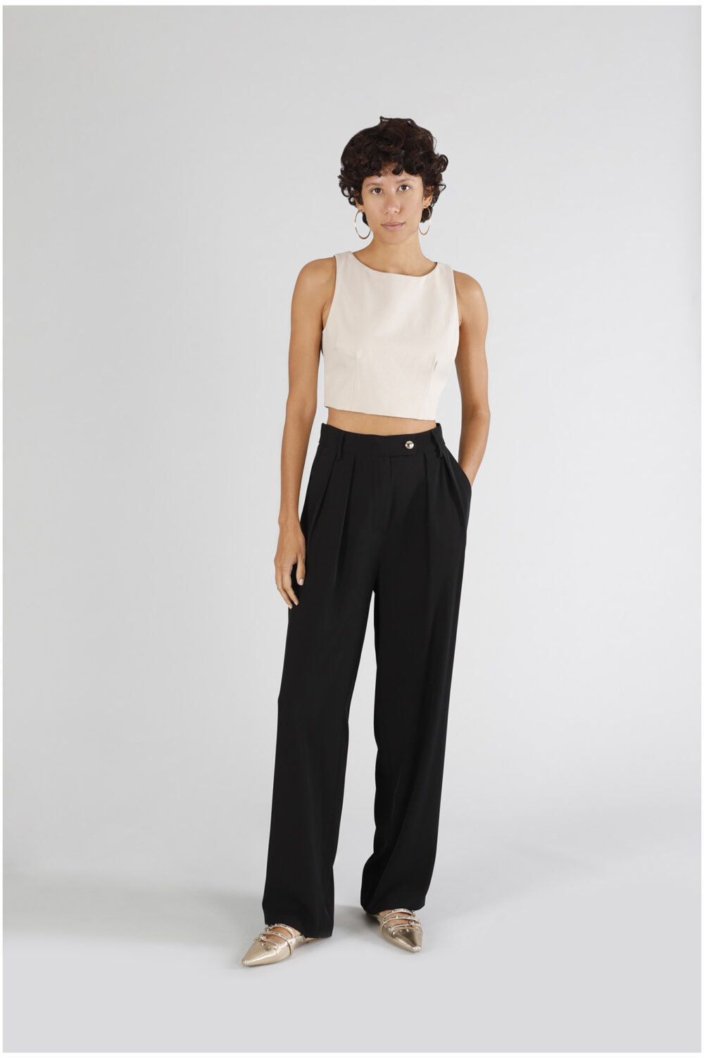 Pantalone Palazzo Con Pinces