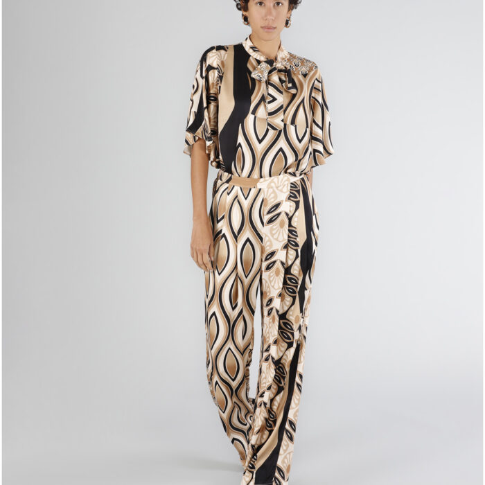 Pantalone Palazzo In Satin Stampato