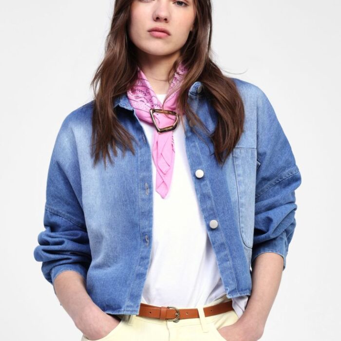 Dixie - Giacca camicia denim crop