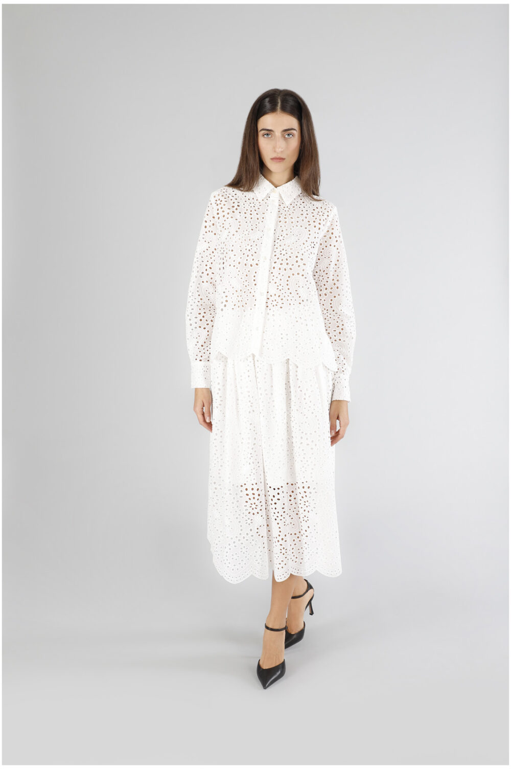 Camicia in sangallo bianco