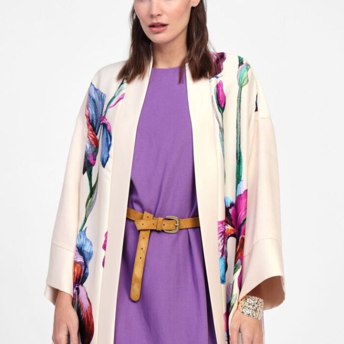 Kimono con motivo floreale stampato