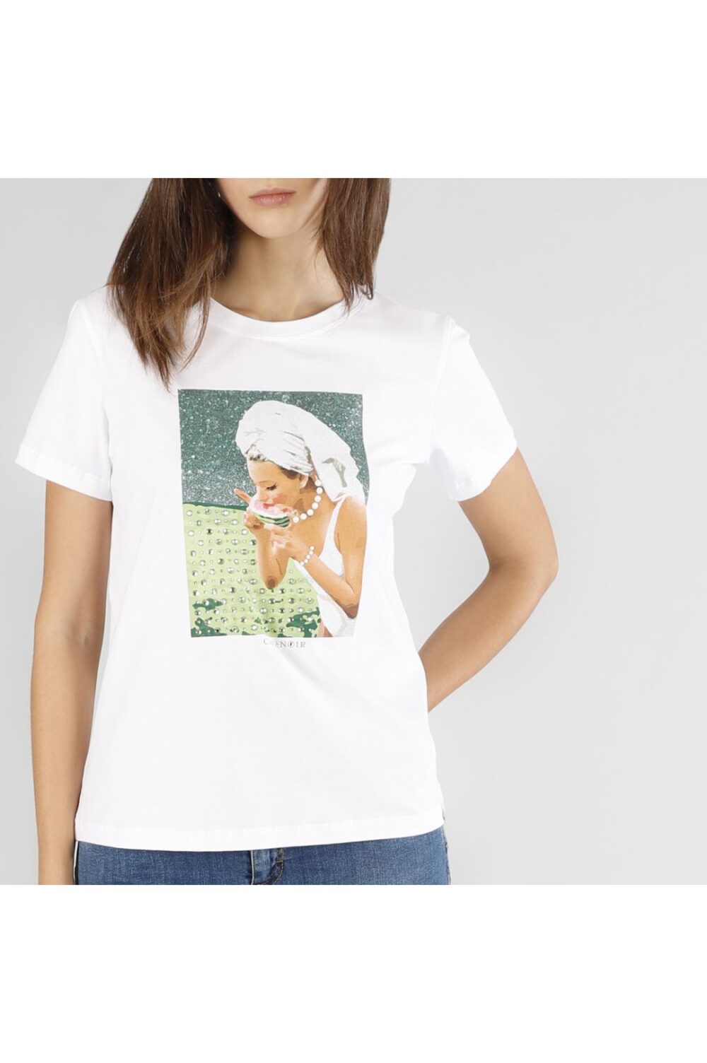 T-shirt manica corta e stampa glitterata